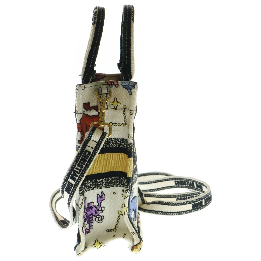 Christian Dior(クリスチャンディオール) バーティカル ブックトート 星座 キャンバス 2wayバッグ フォンバッグ フォンショルダー ショルダーバッグ ゴールド金具