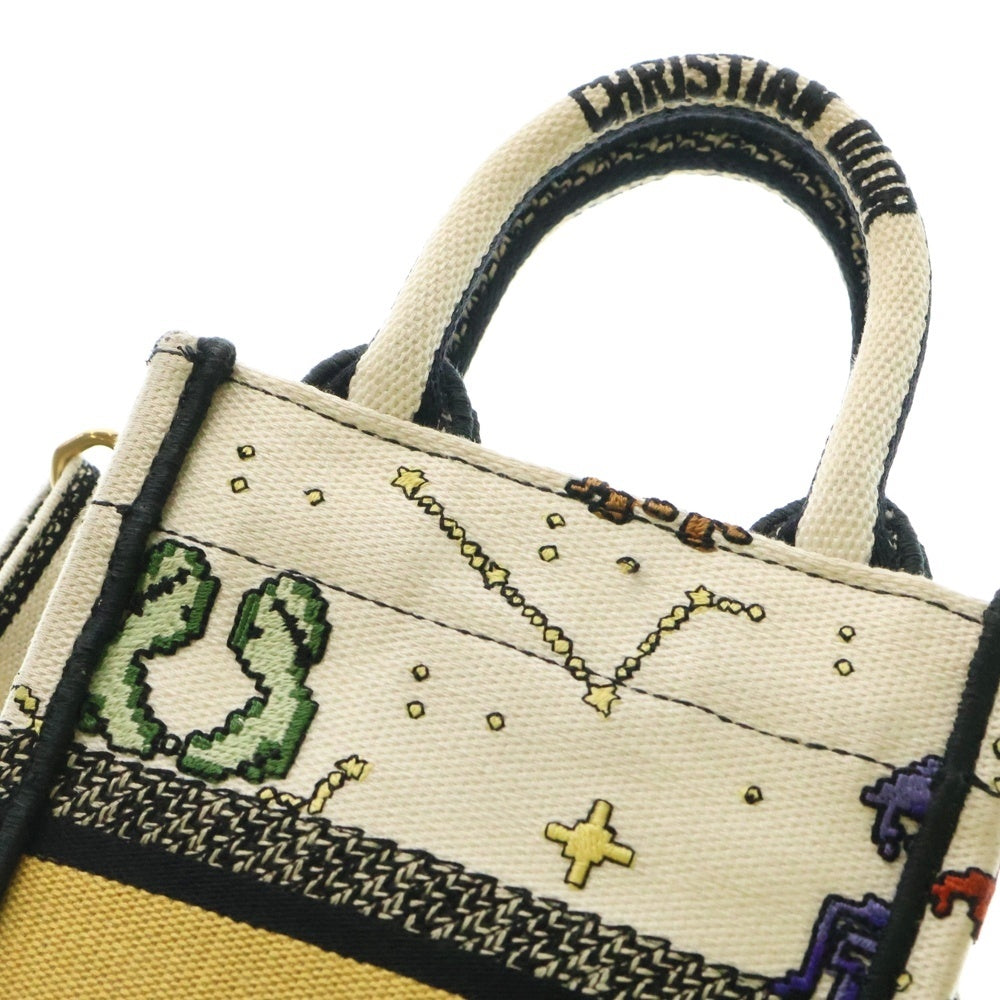 Christian Dior(クリスチャンディオール) バーティカル ブックトート 星座 キャンバス 2wayバッグ フォンバッグ フォンショルダー ショルダーバッグ ゴールド金具