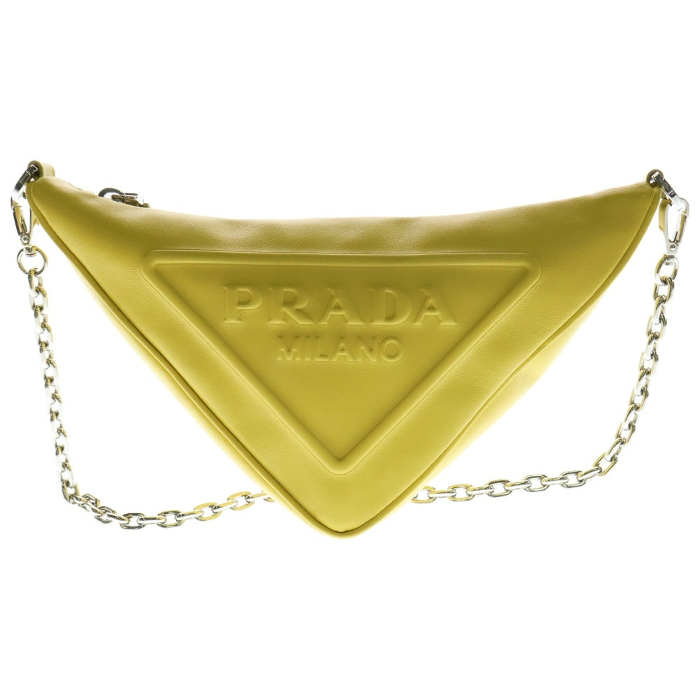 PRADA(プラダ) サフィアーノ トライアングル ショルダーバッグ ミニバッグ シルバー金具 イエロー レザー 2VL039