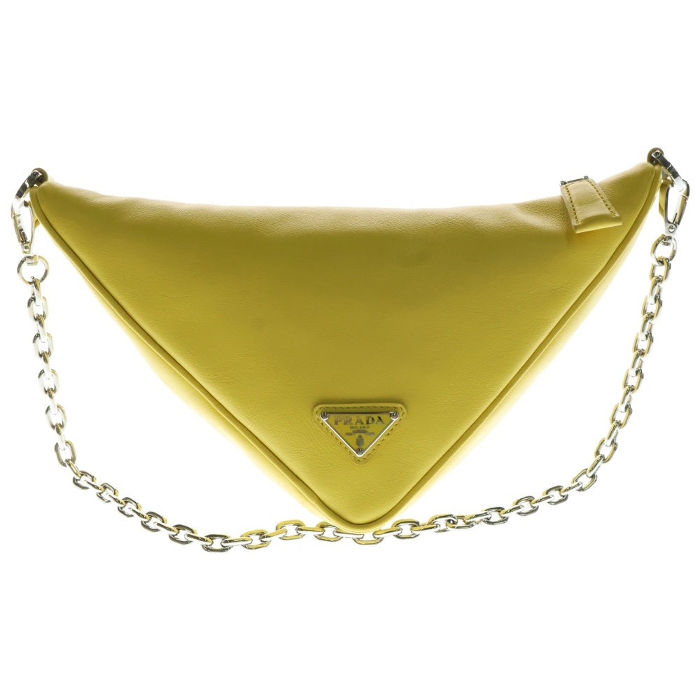 PRADA(プラダ) サフィアーノ トライアングル ショルダーバッグ ミニバッグ シルバー金具 イエロー レザー 2VL039