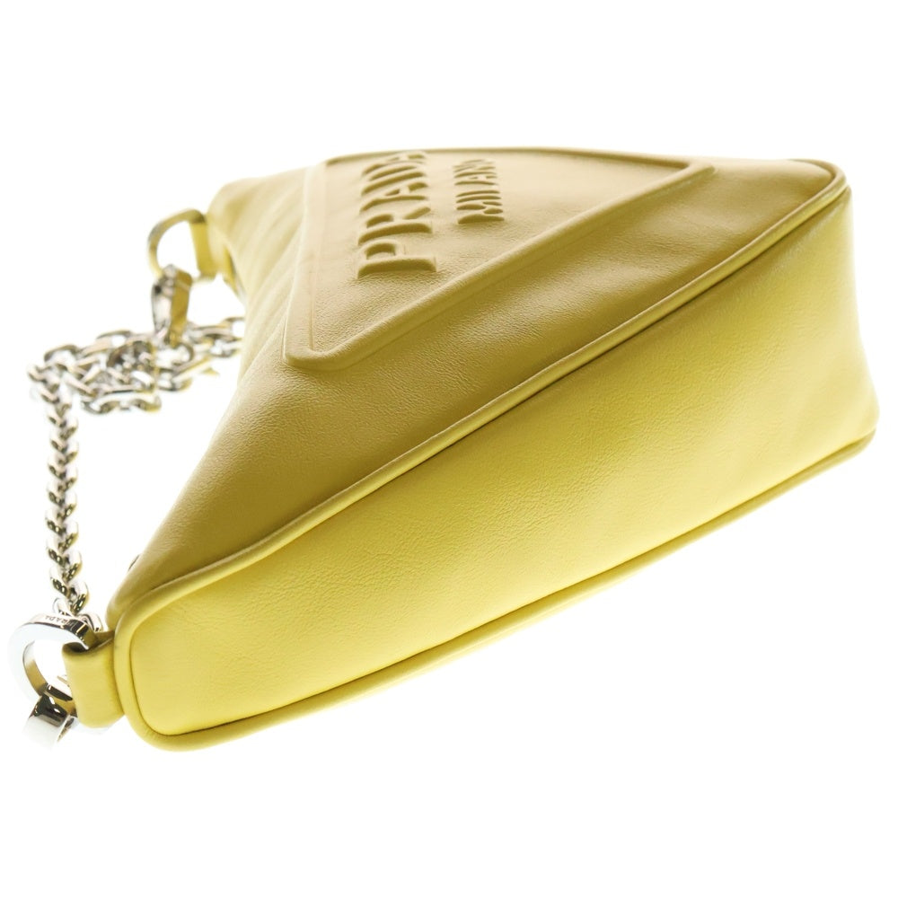 PRADA(プラダ) サフィアーノ トライアングル ショルダーバッグ ミニバッグ シルバー金具 イエロー レザー 2VL039
