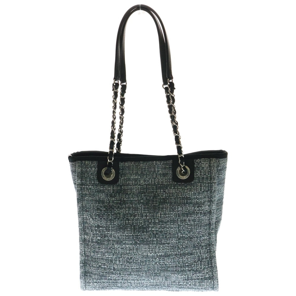 CHANEL(シャネル) ドーヴィル26 ツイード チェーンショルダーバッグ トートバッグ グレー キャンバス シルバー金具