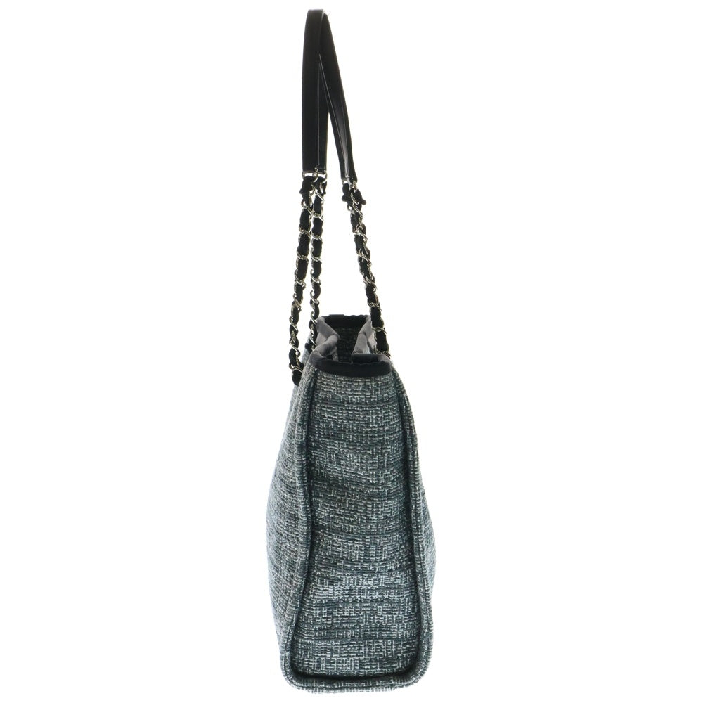 CHANEL(シャネル) ドーヴィル26 ツイード チェーンショルダーバッグ トートバッグ グレー キャンバス シルバー金具