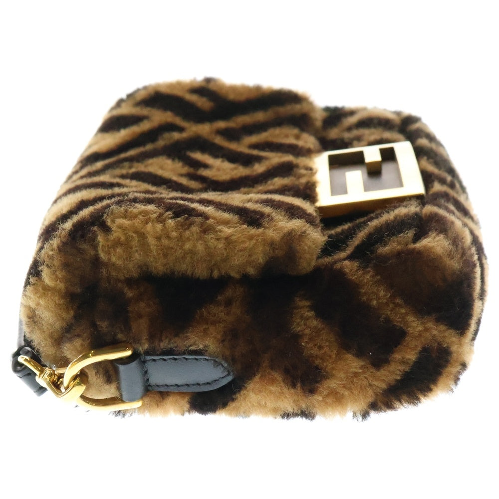 FENDI(フェンディ) ズッカ マンマバケット ミニ ブラウン ファー×レザー ショルダーバッグ ハンドバッグ 8BS017