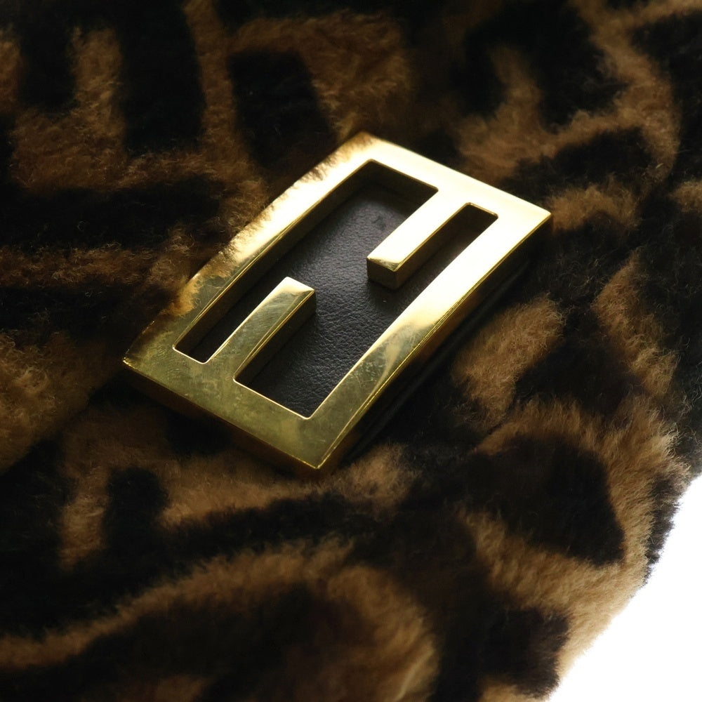 FENDI(フェンディ) ズッカ マンマバケット ミニ ブラウン ファー×レザー ショルダーバッグ ハンドバッグ 8BS017