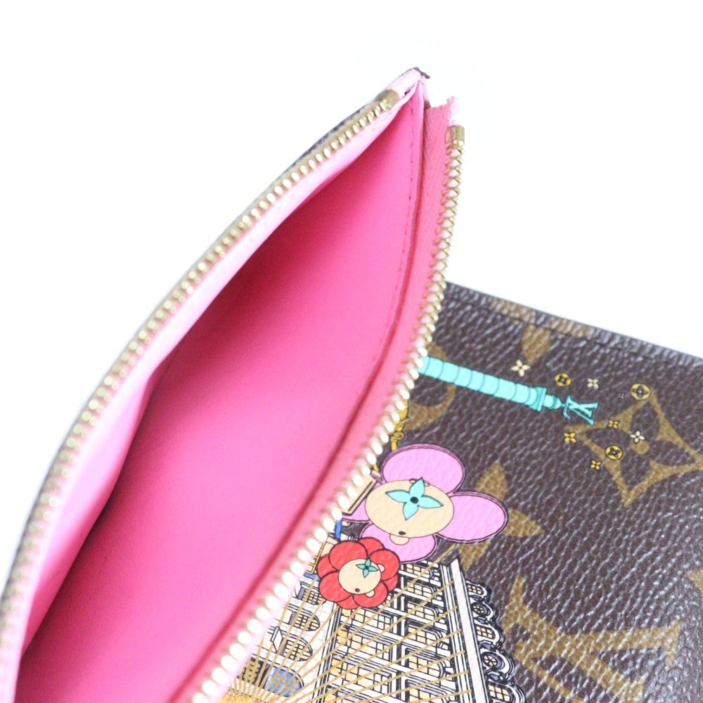 LOUIS VUITTON(ルイヴィトン) モノグラム ヴィヴィエンヌ ポルトフォイユ・ヴィクトリーヌ 三つ折り財布 コンパクトウォレット コインケース ブラウン×ピンク PVC ゴールド金具 M81638