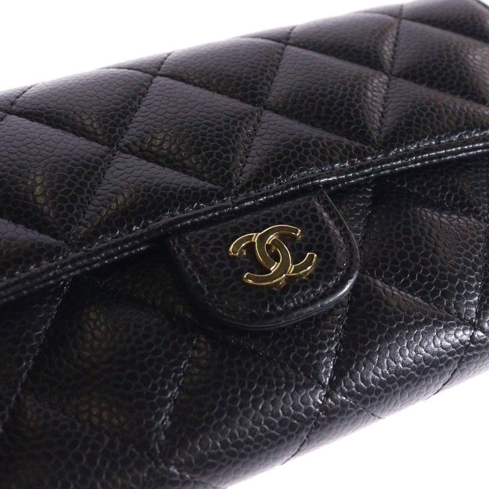 CHANEL(シャネル) マトラッセ 長財布 ロングウォレット カードケース ブラック ゴールド金具 キャビアスキン AP0241