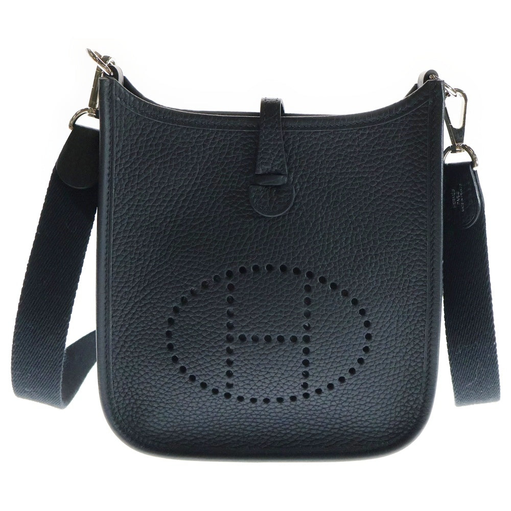 HERMES(エルメス) エブリンTPM トリヨンクレマンス Hロゴ パンチングレザー ショルダーバッグ ブラック U刻印