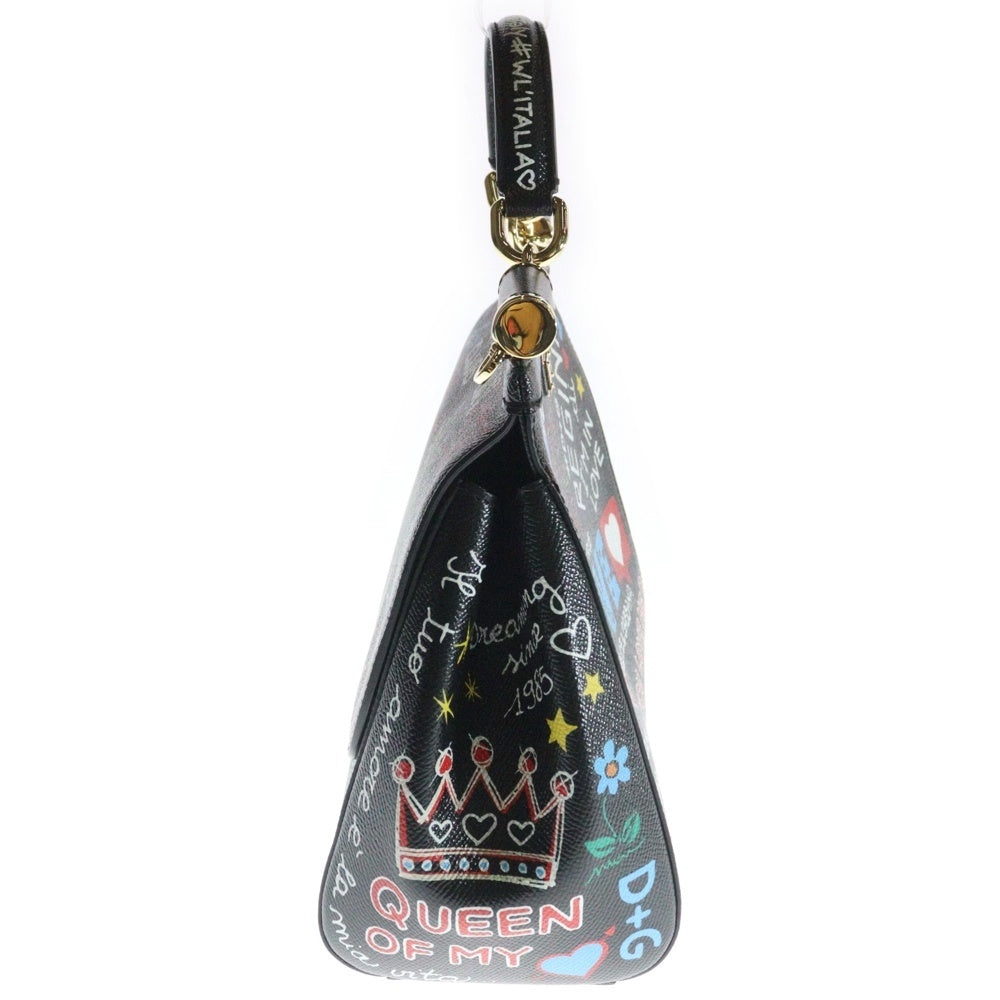 DOLCE & GABBANA(ドルチェアンドガッバーナ) シシリー プリント 2WAYバッグ ショルダーバッグ ハンドバッグ ラージ 総柄 ブラック ゴールド金具