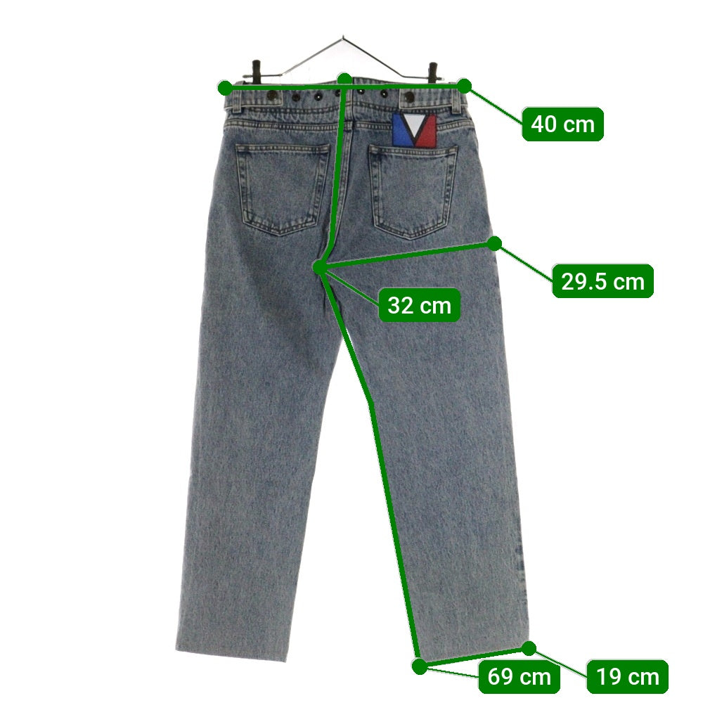 LOUIS VUITTON(ルイヴィトン) 23AW LVカップロゴ ウォッシュ加工 サイド ベルトデザイン デニムパンツ ジーンズ インディゴ RW232WB BEA FPPO37