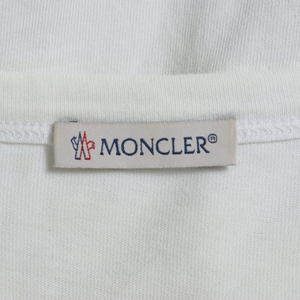 MONCLER(モンクレール) 20AW フロッキーロゴプリント クルーネック 半袖Tシャツ カットソー ホワイト F20918C74810 8390T