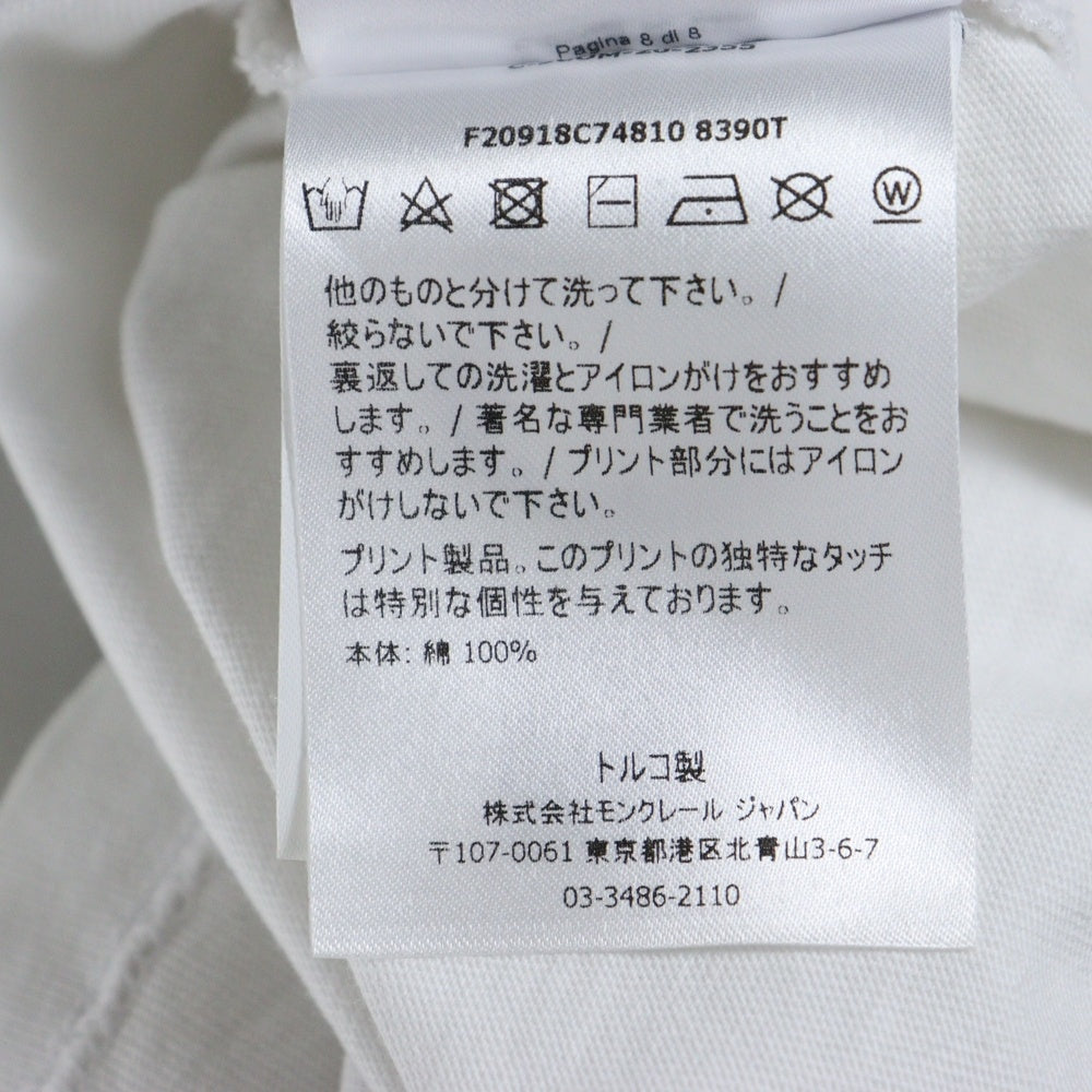 MONCLER(モンクレール) 20AW フロッキーロゴプリント クルーネック 半袖Tシャツ カットソー ホワイト F20918C74810 8390T