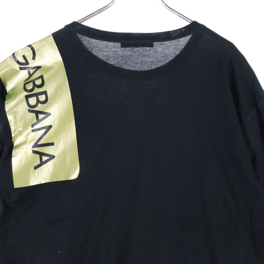 DOLCE & GABBANA(ドルチェアンドガッバーナ) ボックスロゴ テープ プリント 半袖Tシャツ カットソー ブラック G8HS4T/G7RKA
