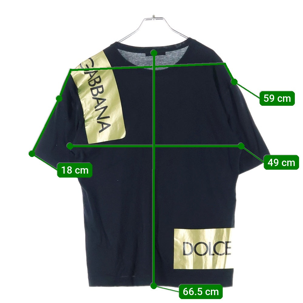 DOLCE & GABBANA(ドルチェアンドガッバーナ) ボックスロゴ テープ プリント 半袖Tシャツ カットソー ブラック G8HS4T/G7RKA