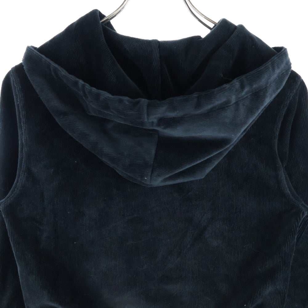 ALEXANDER WANG(アレキサンダーワン) Cropped Hoodie ロゴテープ コーデュロイ クロップド プルオーバースウェットパーカー フーディー ブラック レディース CA00985