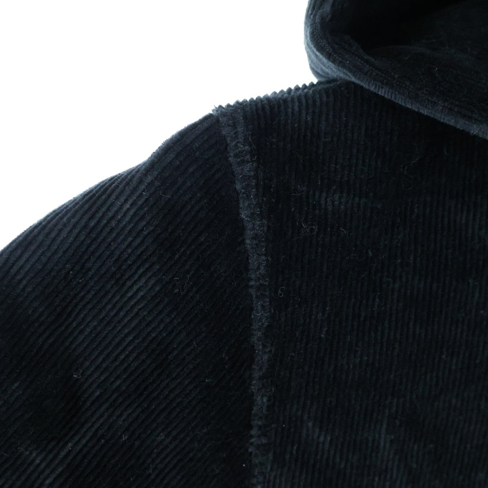 ALEXANDER WANG(アレキサンダーワン) Cropped Hoodie ロゴテープ コーデュロイ クロップド プルオーバースウェットパーカー フーディー ブラック レディース CA00985