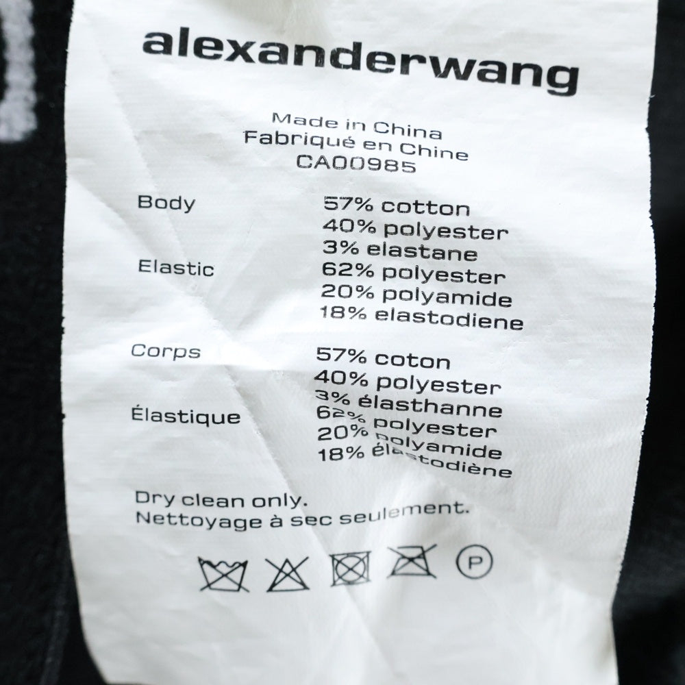 ALEXANDER WANG(アレキサンダーワン) Cropped Hoodie ロゴテープ コーデュロイ クロップド プルオーバースウェットパーカー フーディー ブラック レディース CA00985