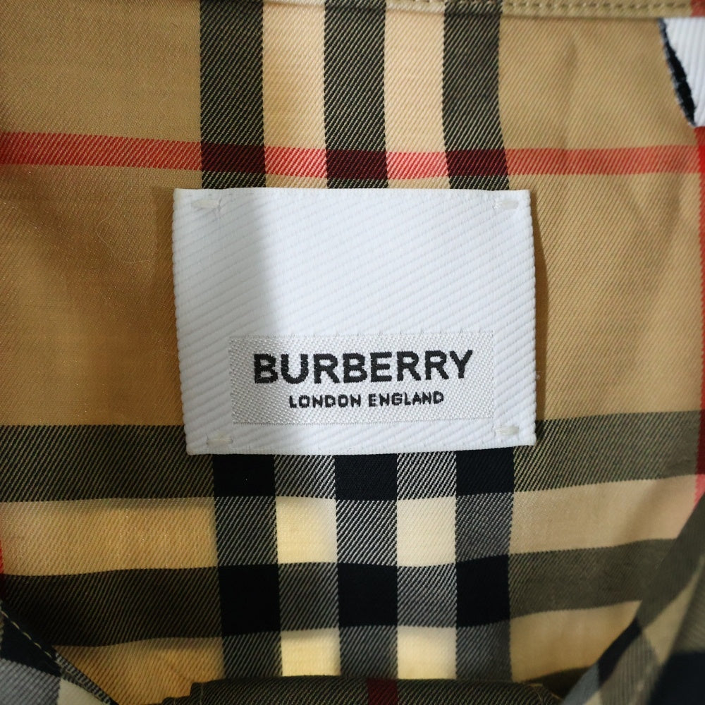 BURBERRY(バーバリー) ノバチェック 総柄 コットン ボタンダウン ロングスリーブ 長袖シャツ ドレス ワンピース ベージュ レディース 8024585