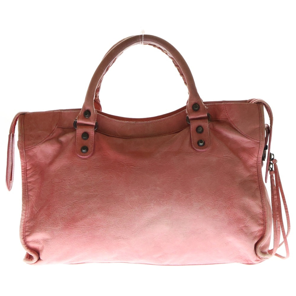 BALENCIAGA(バレンシアガ) シティ ハンドバッグ ブラック金具 ピンク レザー 115748