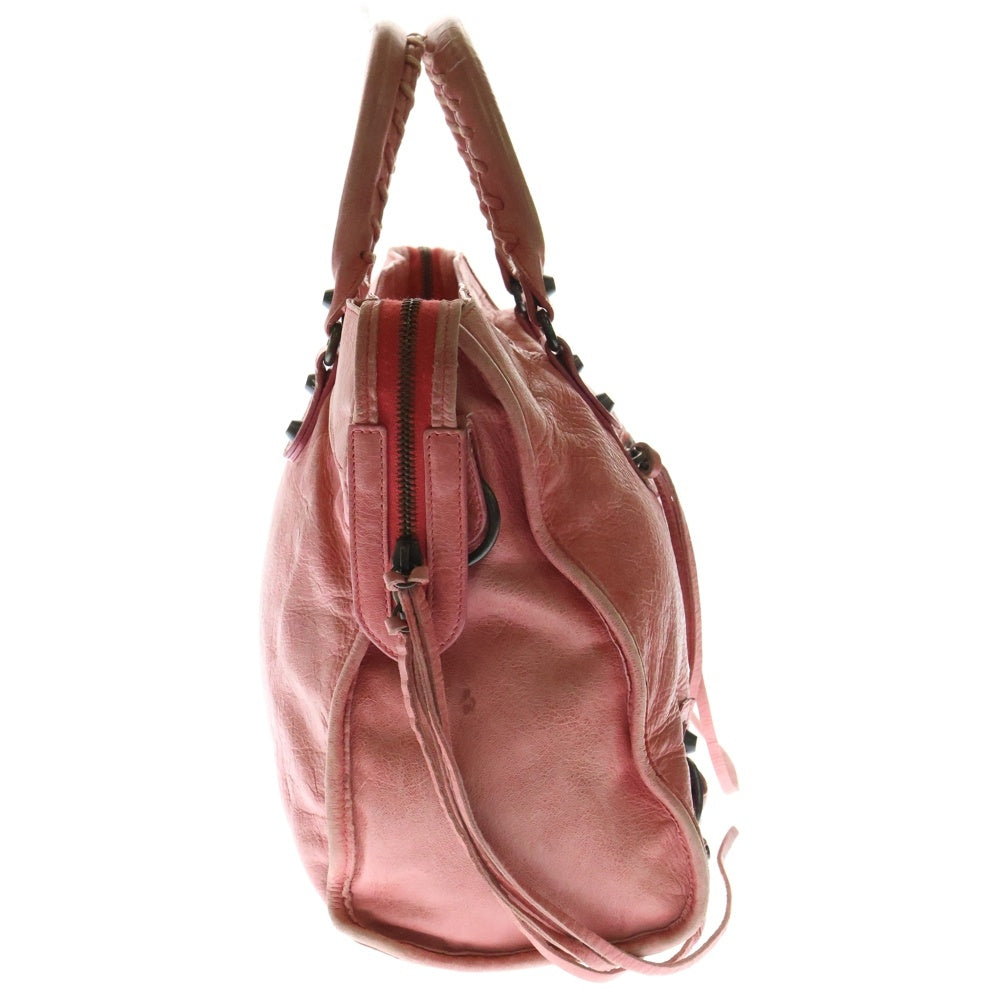 BALENCIAGA(バレンシアガ) シティ ハンドバッグ ブラック金具 ピンク レザー 115748