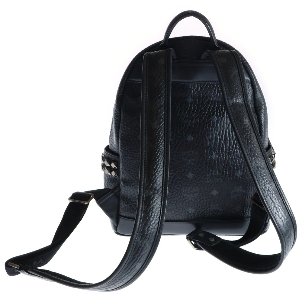 MCM(エム シー エム) MCMロゴ リュックサック バックパック ブラック スタッズ レザー