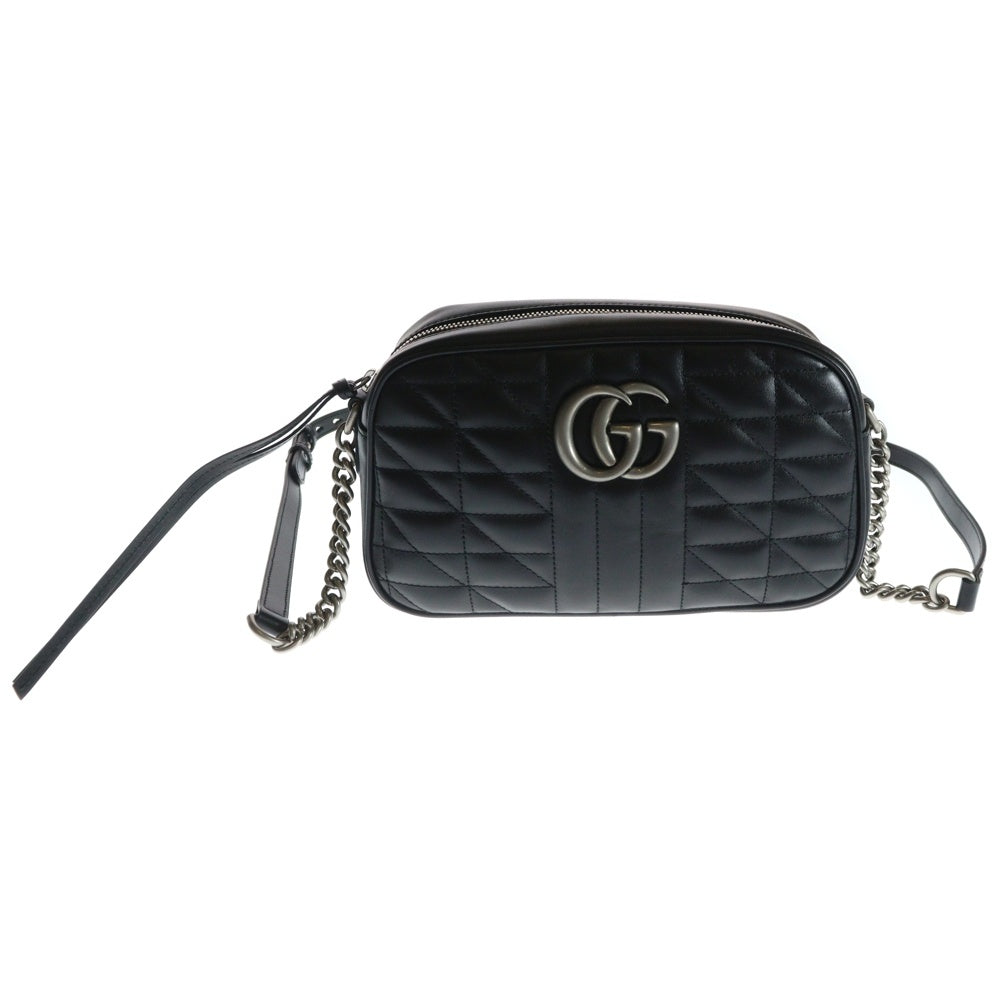 GUCCI(グッチ) GGマーモント チェーン ショルダーバッグ ブラック シルバー金具 447632