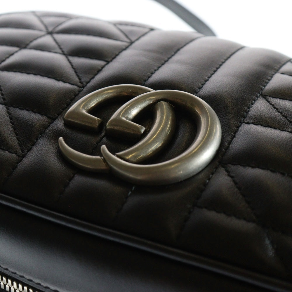 GUCCI(グッチ) GGマーモント チェーン ショルダーバッグ ブラック シルバー金具 447632