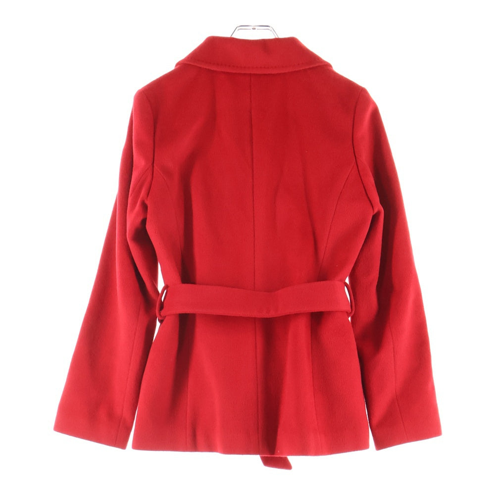 NO BRAND(ノーブランド) INED イネド アンゴラウール 比翼ボタン ジャケット ショート コート レッド レディース