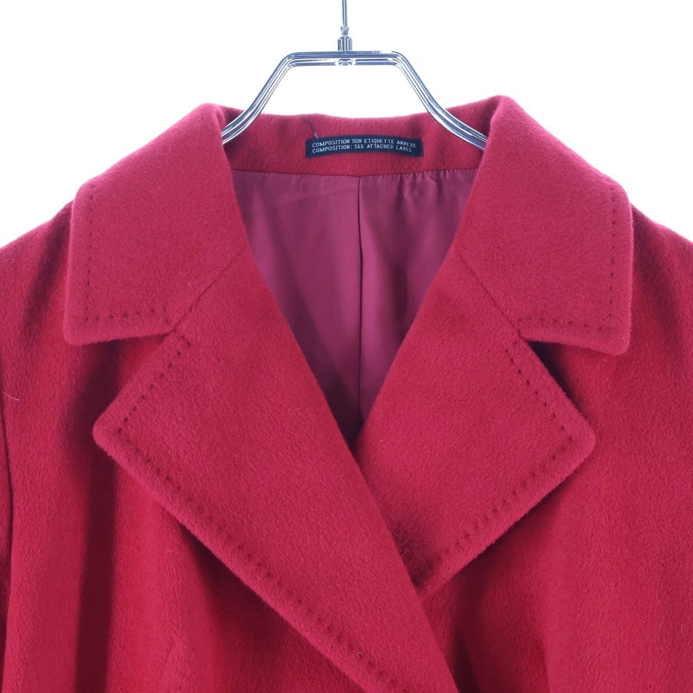 NO BRAND(ノーブランド) INED イネド アンゴラウール 比翼ボタン ジャケット ショート コート レッド レディース