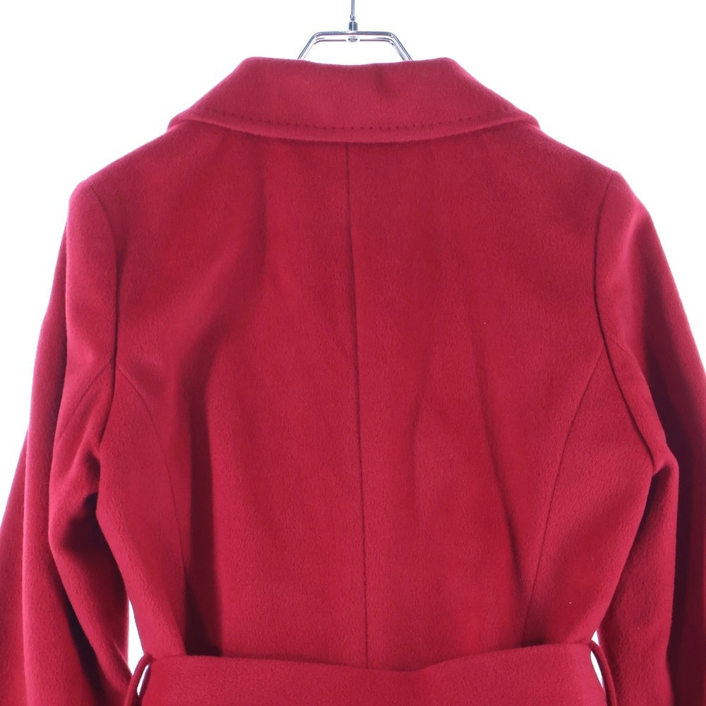 NO BRAND(ノーブランド) INED イネド アンゴラウール 比翼ボタン ジャケット ショート コート レッド レディース