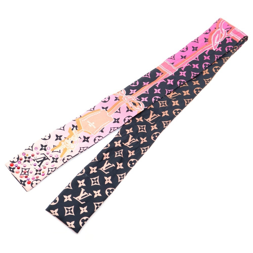 LOUIS VUITTON(ルイヴィトン) モノグラム バンドーBB ラインストーン スカーフ ピンク シルク M76118