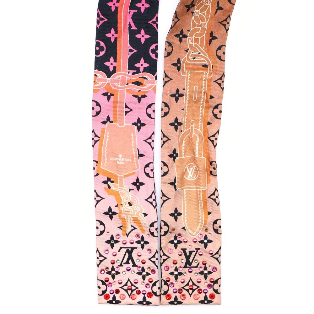 LOUIS VUITTON(ルイヴィトン) モノグラム バンドーBB ラインストーン スカーフ ピンク シルク M76118