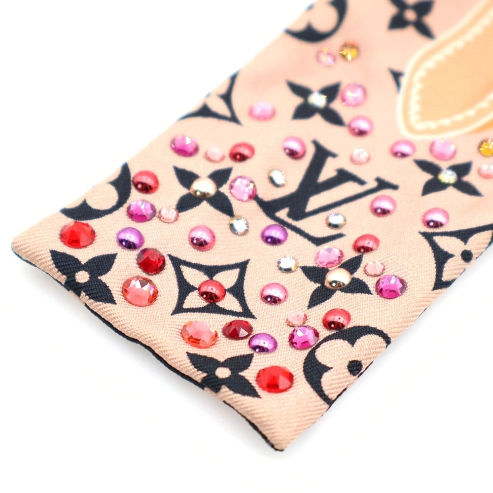 LOUIS VUITTON(ルイヴィトン) モノグラム バンドーBB ラインストーン スカーフ ピンク シルク M76118