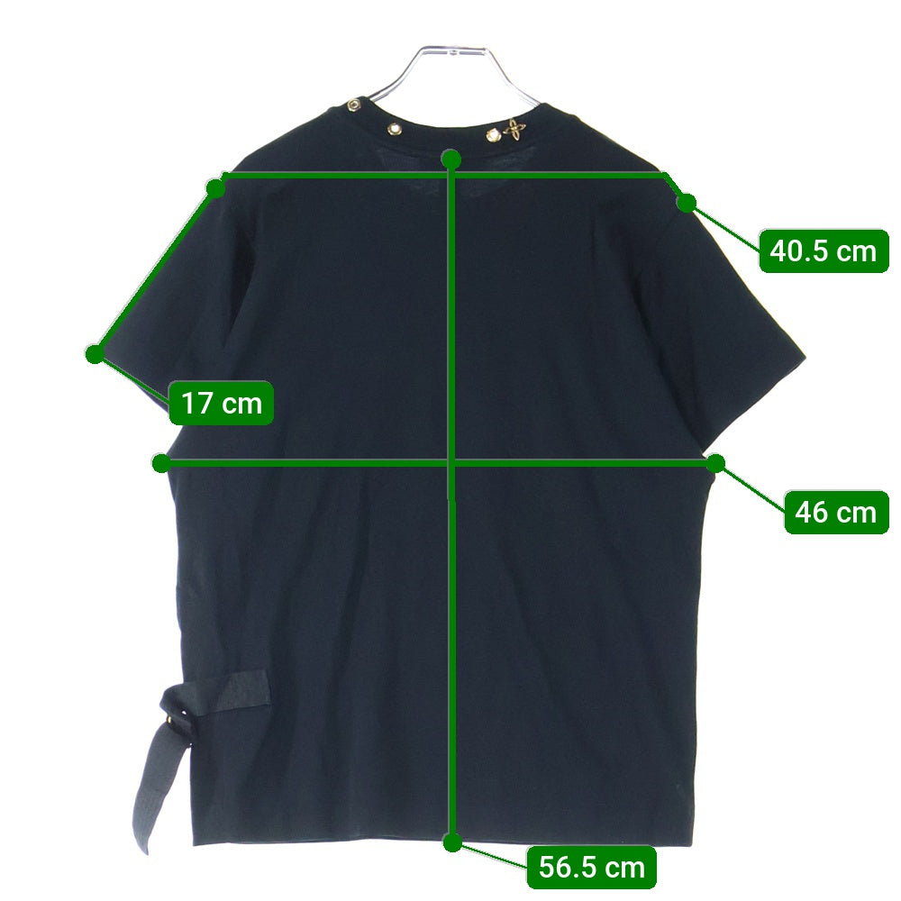 LOUIS VUITTON(ルイヴィトン) 19SS モノグラム アイレット サイドストラップ ベルトデザイン クルーネック 半袖Tシャツ カットソー ブラック RW191W JG2 FGTS03