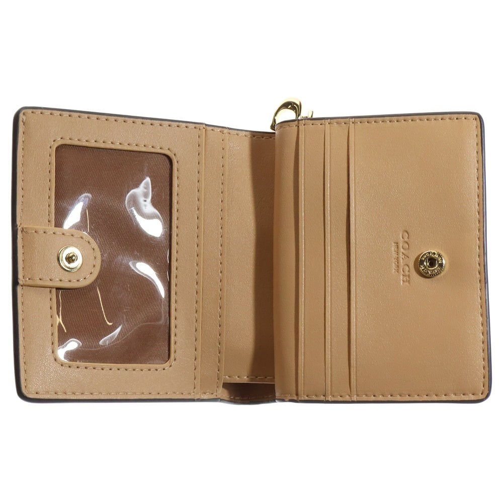 COACH(コーチ) 二つ折り財布 コンパクトウォレット コインケース ゴールド金具 花柄 ホワイト レザー FC8704