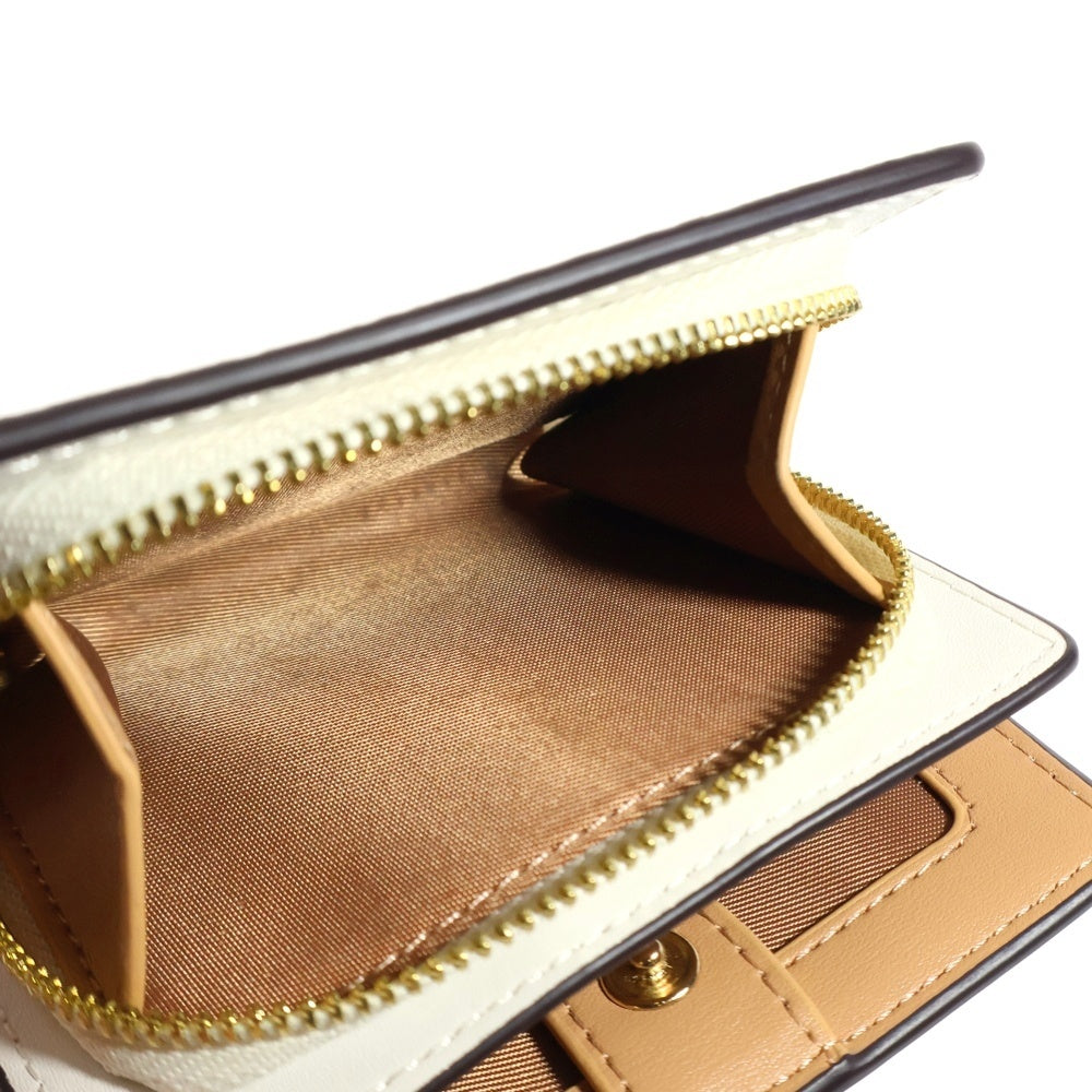 COACH(コーチ) 二つ折り財布 コンパクトウォレット コインケース ゴールド金具 花柄 ホワイト レザー FC8704