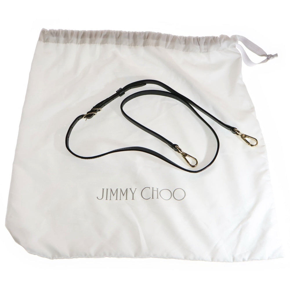 JIMMY CHOO(ジミーチュウ) ヴァレンヌ ボーリング JCロゴプレート レザー 2WAY ハンド ショルダーバッグ ゴールド金具 ブラック