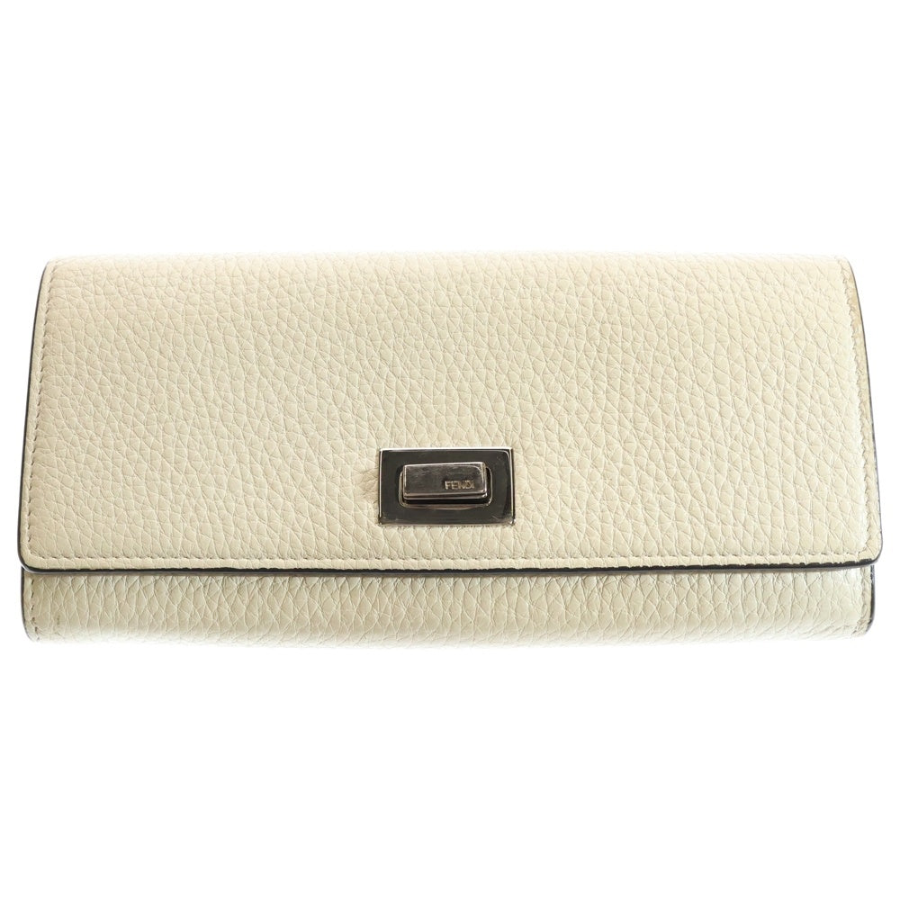 FENDI(フェンディ) ピーカブー コンチネンタル財布 ロングウォレット 長財布 カードケース ホワイト シルバー金具 カーフレザー 8M0427