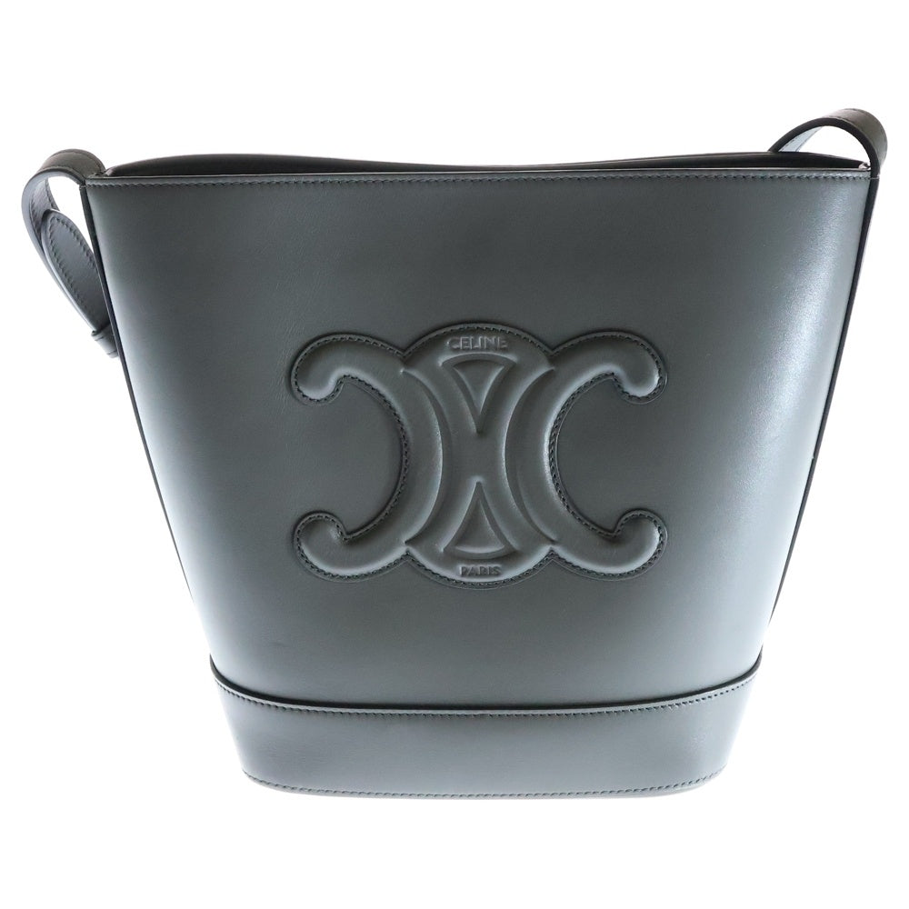 CELINE(セリーヌ) キュイルトリオンフ スモールバケット レザーショルダーバッグ グレー レディース