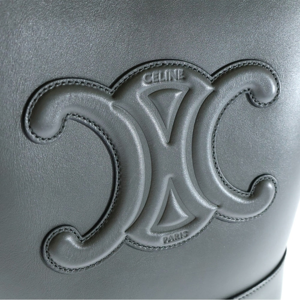 CELINE(セリーヌ) キュイルトリオンフ スモールバケット レザーショルダーバッグ グレー レディース