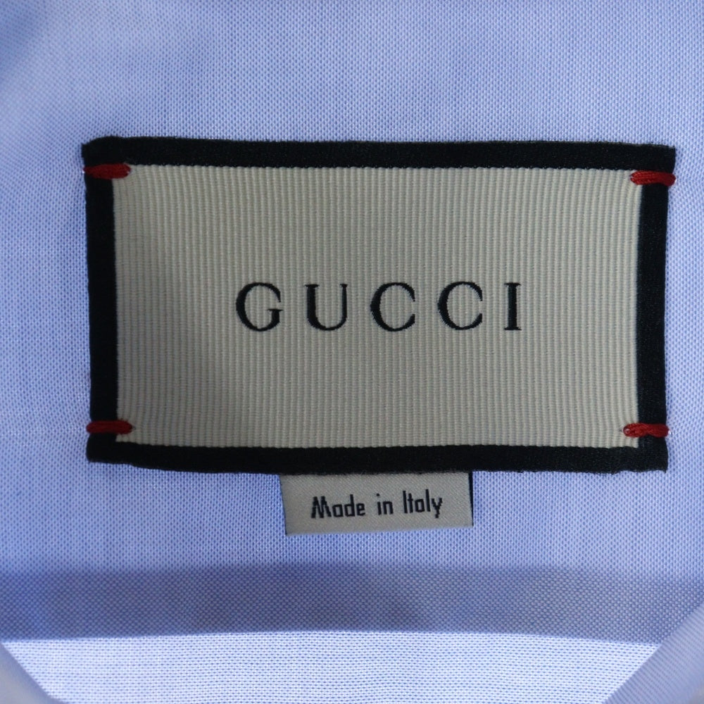 GUCCI(グッチ) スネーク刺繍 コットン ロングスリーブ 長袖シャツ ライトブルー 433550