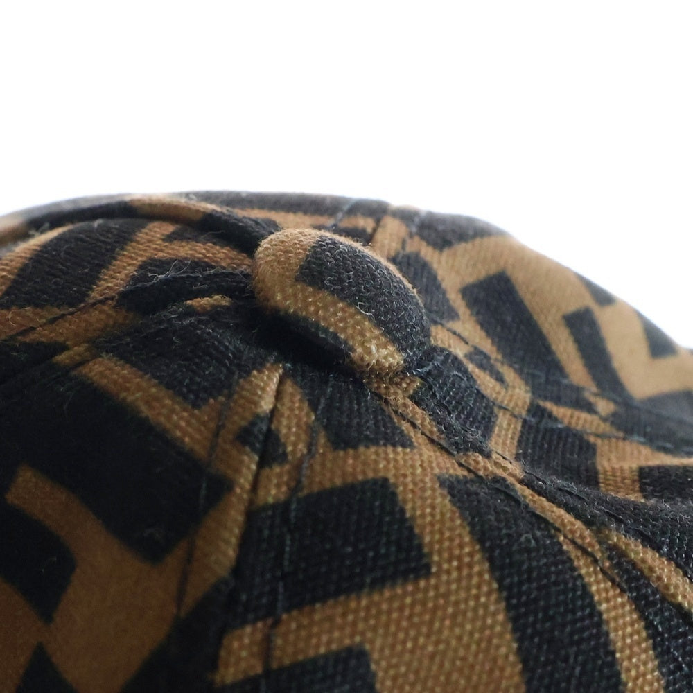 FENDI(フェンディ) ズッカ柄 ベースボールキャップ 帽子 ブラウン×ブラック ポリエステル FXQ768