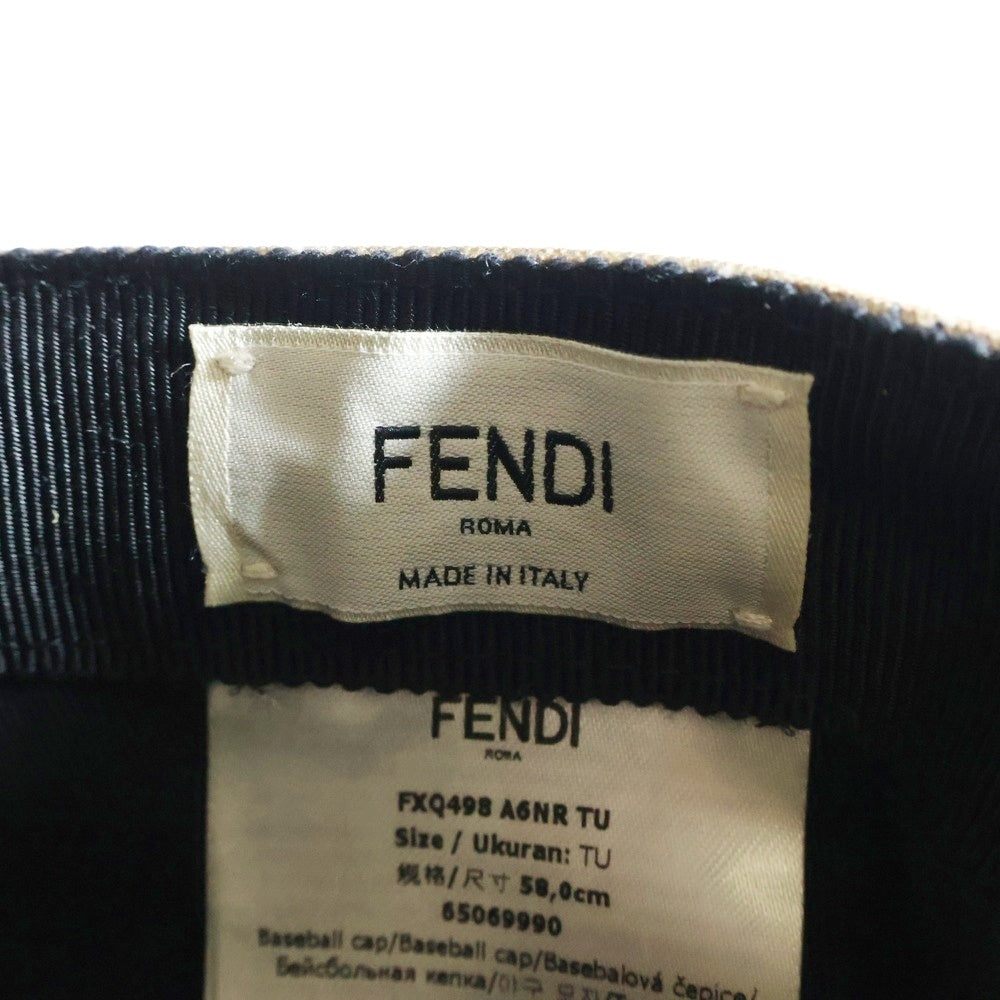 FENDI(フェンディ) ズッカ柄 ベースボールキャップ 帽子 ブラウン×ブラック ポリエステル FXQ768