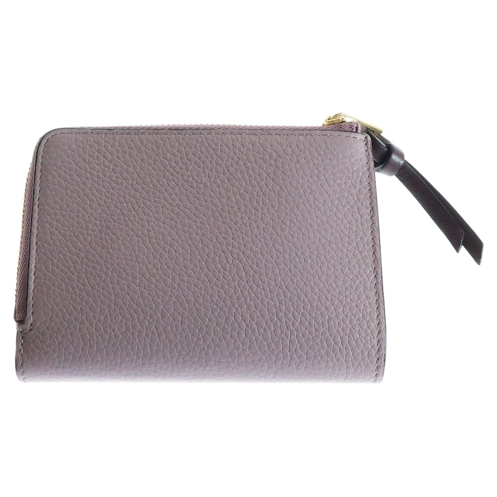 LOEWE(ロエベ) バイフォールド 二つ折り財布 コンパクトウォレット コインケース ライトパープル×ブラウン ダーティモーヴ×タン レザー ゴールド金具 C660P30X02