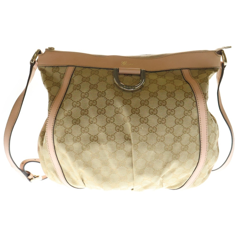 GUCCI(グッチ) GGキャンバス ショルダーバッグ サコッシュ ベージュ×ピンク ゴールド金具 キャンバス×レザー 204940