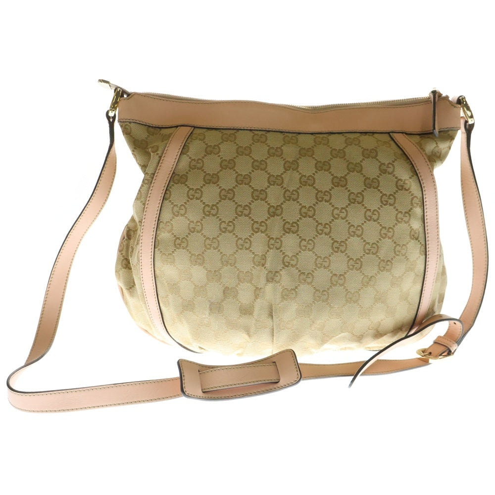 GUCCI(グッチ) GGキャンバス ショルダーバッグ サコッシュ ベージュ×ピンク ゴールド金具 キャンバス×レザー 204940