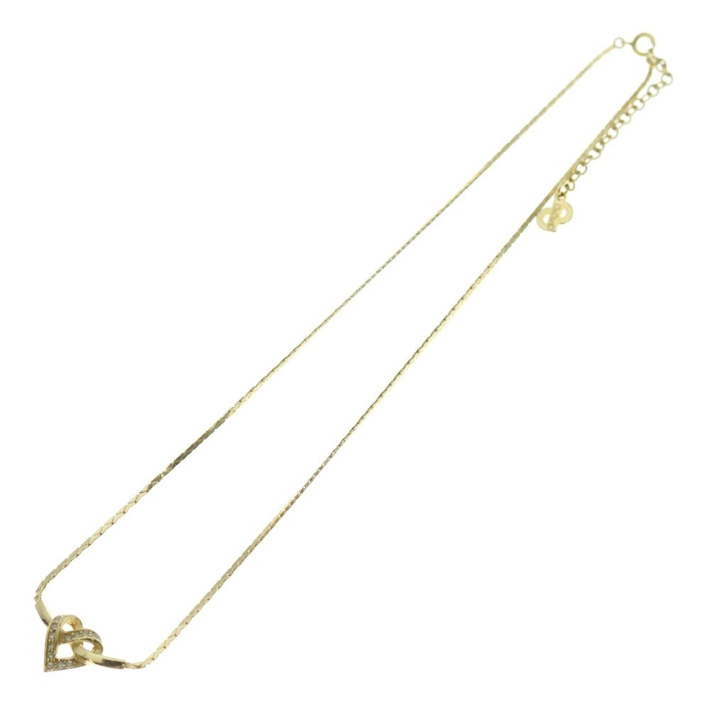 DIOR(ディオール) ハートラインストーン ネックレス ペンダント チェーン ゴールド