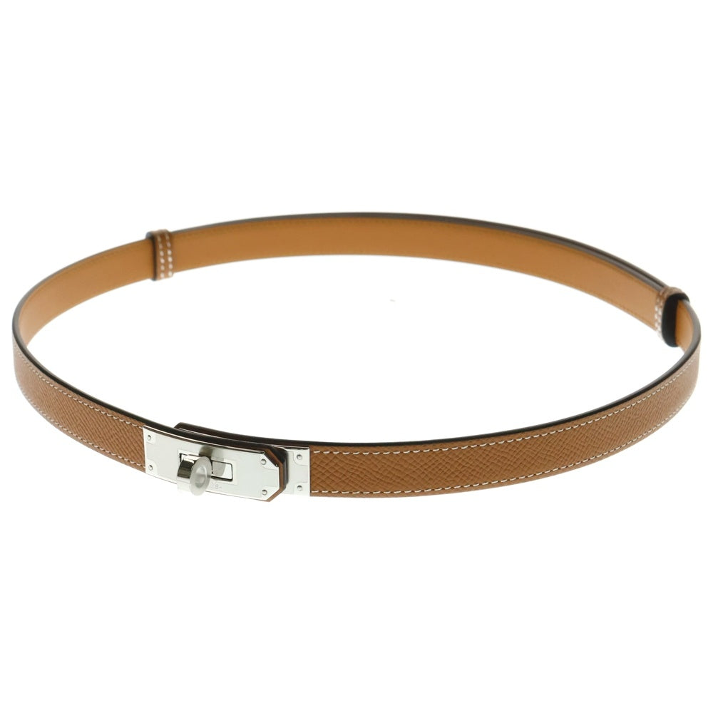 HERMES(エルメス) ケリー ベルト ブラウン レザー シルバー金具 W刻印
