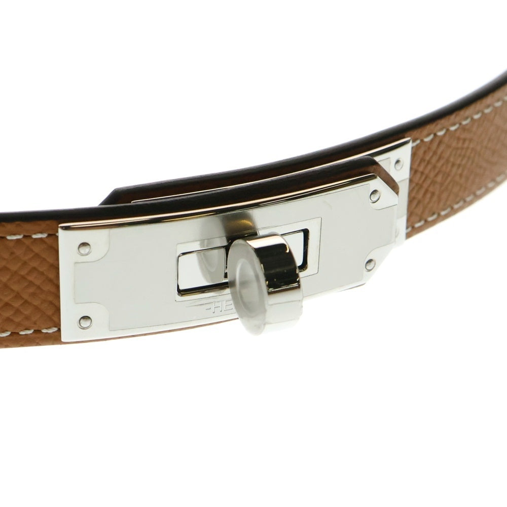 HERMES(エルメス) ケリー ベルト ブラウン レザー シルバー金具 W刻印