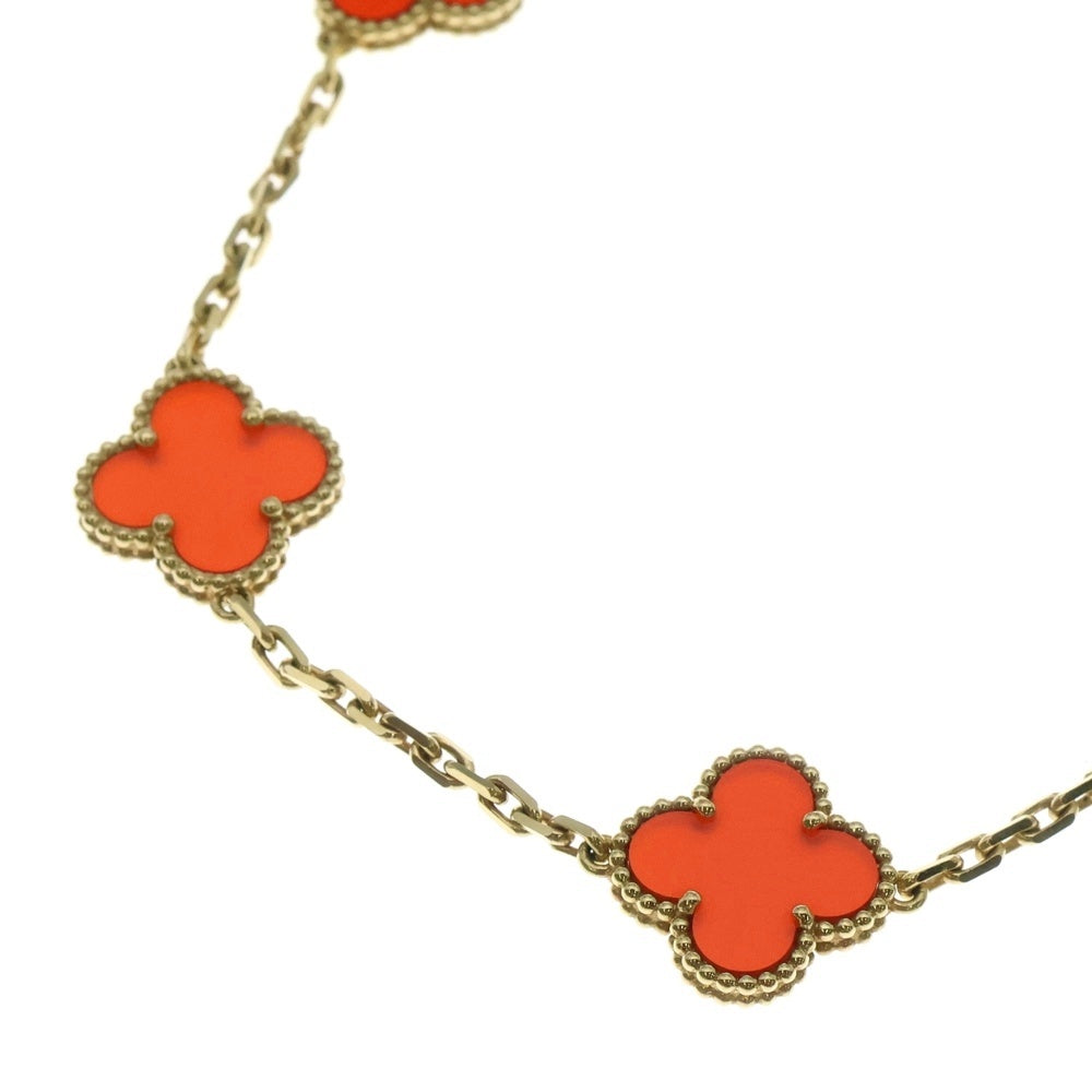 Van Cleef & Arpels(ヴァンクリーフアンドアーペル) ヴィンテージアルハンブラ 10P カーネリアン ネックレス K18YG イエローゴールド/レッド VCARD40600